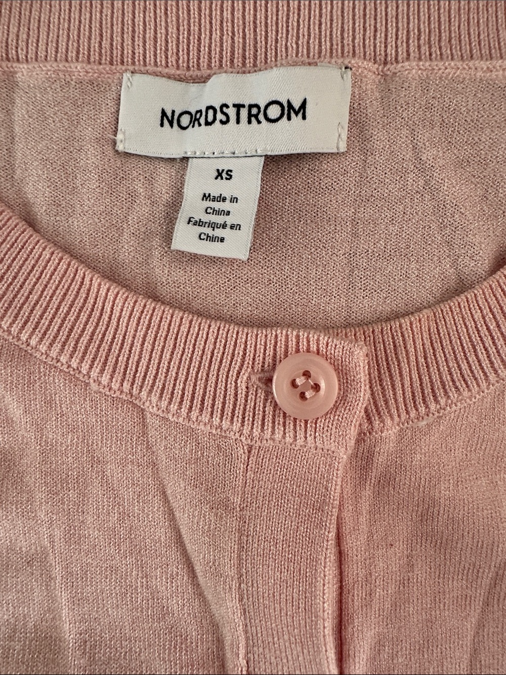 Nordstrom women classic Light Pink Button-Up Knit Cardigan